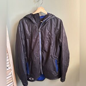 Oakley Mens Jacket Size Large Full Zip Black Windbreaker Hoodie Performance